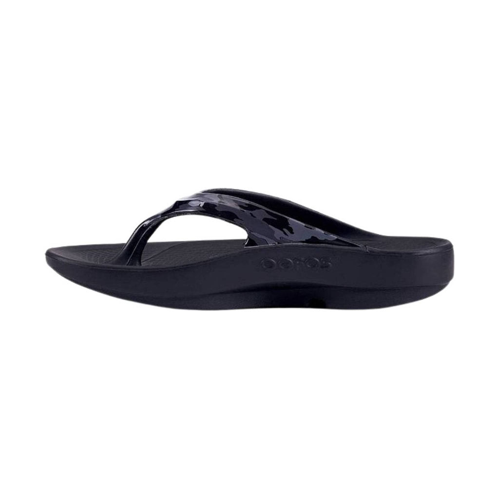 OOfos Women's OOlala Limited Flip Flops - Black/Grey Camo - Lenny's Shoe & Apparel