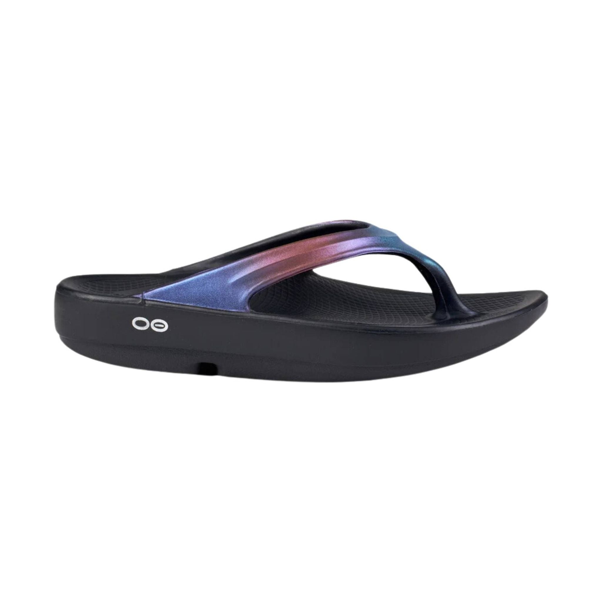 OOfos Women's OOlala Luxe Sandal Midnight Spectre
