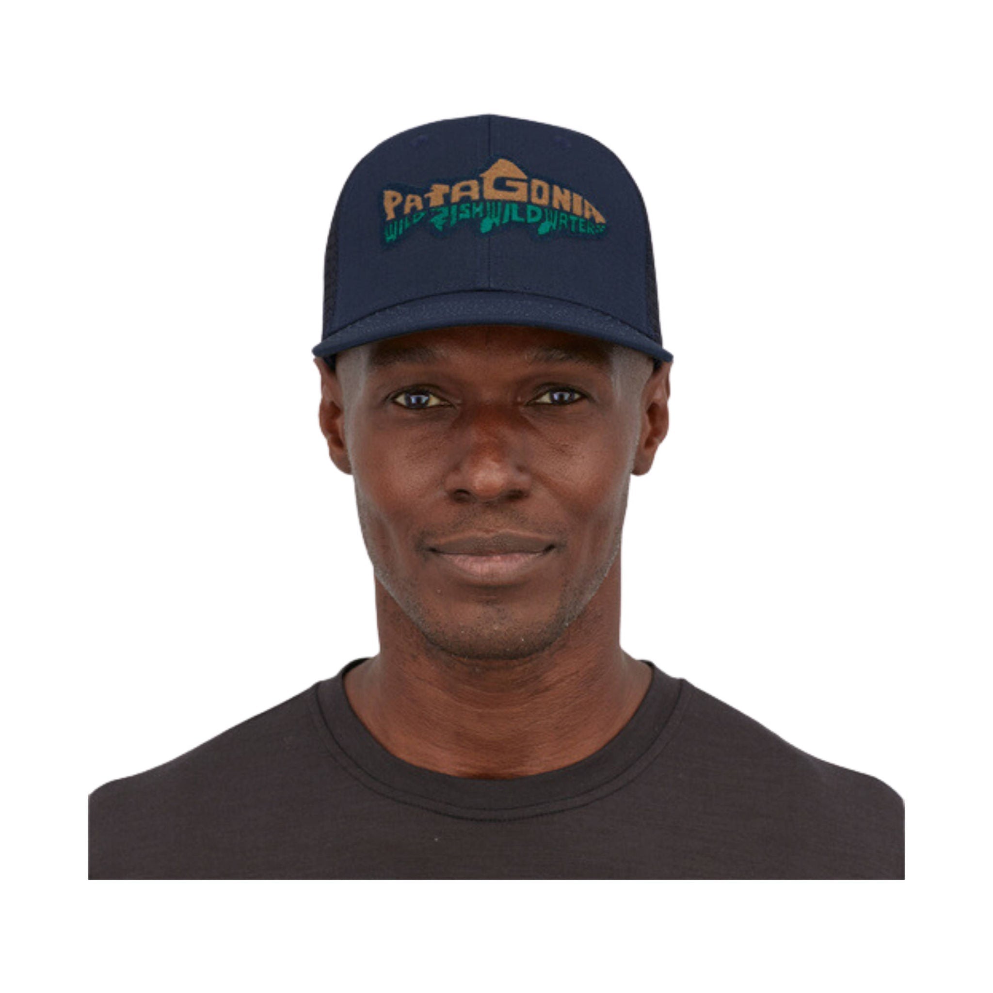 Patagonia Men's Take a Stand Trucker Hat - New Navy With Wild Waterlin –  Lenny's Shoe & Apparel