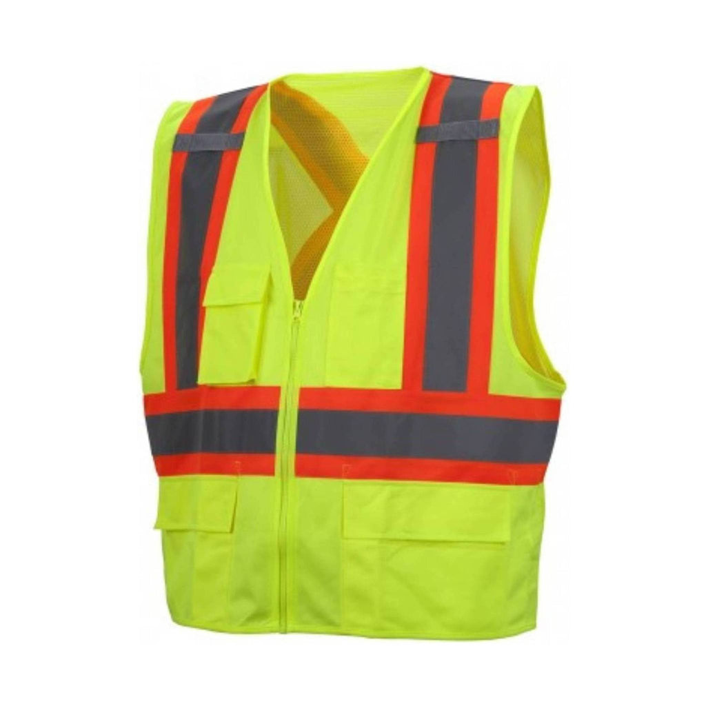 Pyramex Men's Hi-Viz Safety Zipper Vest - Yellow - Lenny's Shoe & Apparel