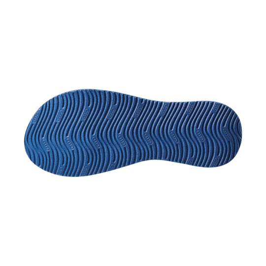 Blue textured flip-flop sole with wavy tread pattern