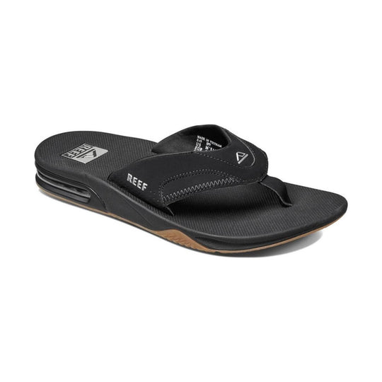 Black thong sandal with a textured footbed, cushioned strap, and visible heel air cushion