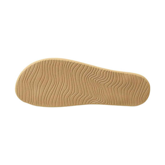 Tan sandal outsole with wavy traction pattern