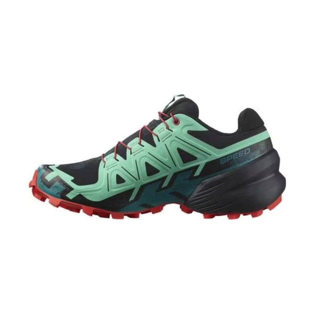 Salomon Women's Speedcross 6 Trail Running Shoes - Black/Biscay Green/Fiery Red - Lenny's Shoe & Apparel