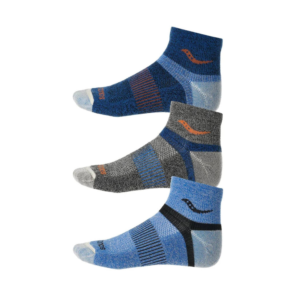 Saucony Men's Inferno Merino Wool Quarter 3 Pack Socks - Blue - Lenny's Shoe & Apparel