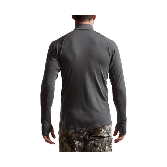Dark gray long-sleeve quarter-zip top shown from the back