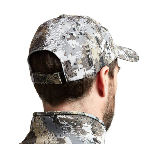 Digital camo baseball cap shown from the back and side, with an adjustable strap and curved brim
