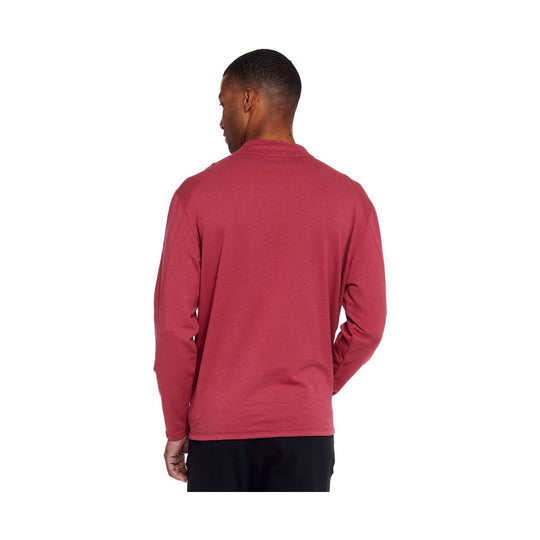 Back view of a red long-sleeve sweatshirt