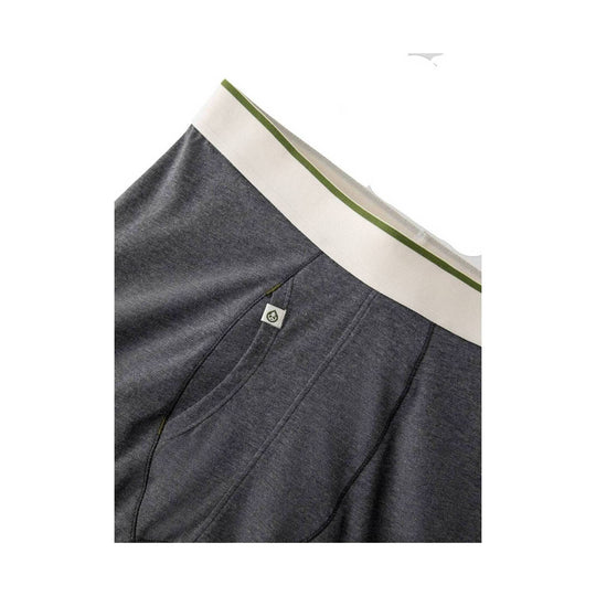 Dark heather boxer briefs with contoured pouch and white waistband