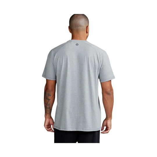 Heather gray short-sleeve athletic T-shirt shown from the back