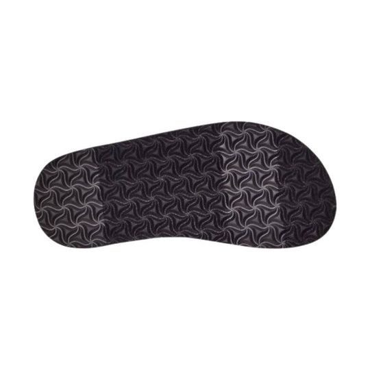 Black contoured flip-flop footbed with a patterned surface