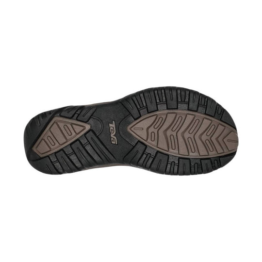 Black and brown rubber sandal outsole with deep tread