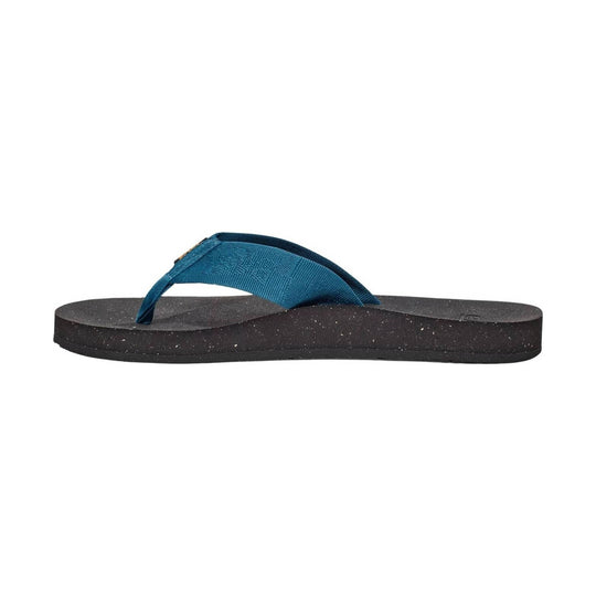 Blue thong sandal with black speckled foam sole