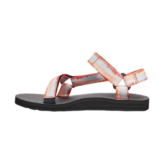 Tie-dye strappy flat sandal with black sole