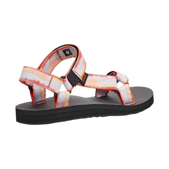 Tie-dye strappy platform sandal with a black sole and adjustable heel and ankle straps