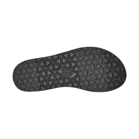 Black rubber sandal outsole with triangle tread pattern and Teva logo