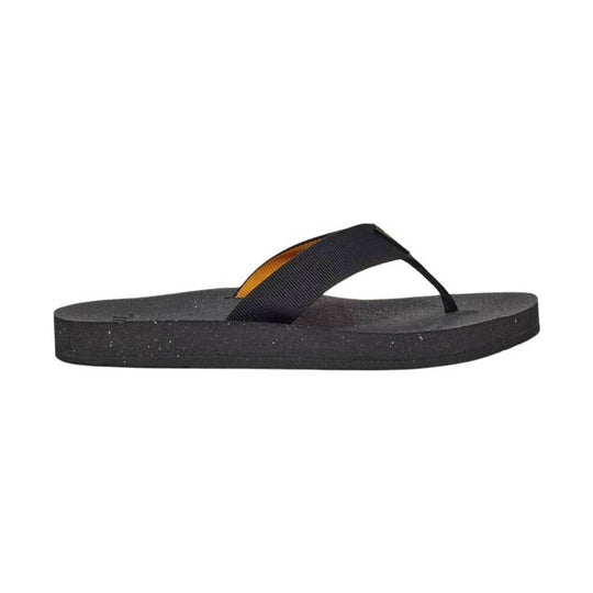 Black thong sandal with a thick foam sole and fabric strap