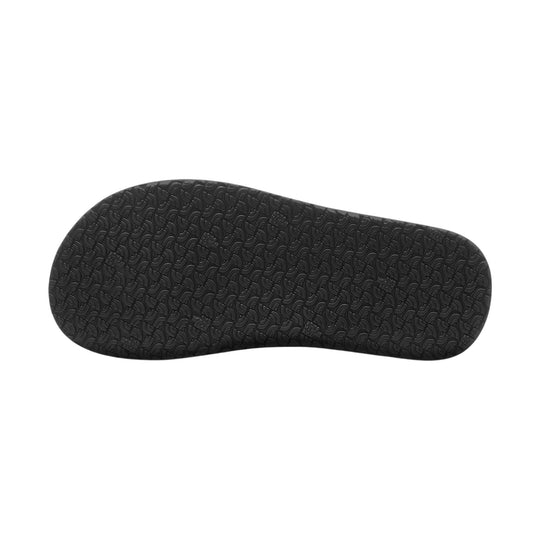 Black sandal outsole with a textured tread pattern