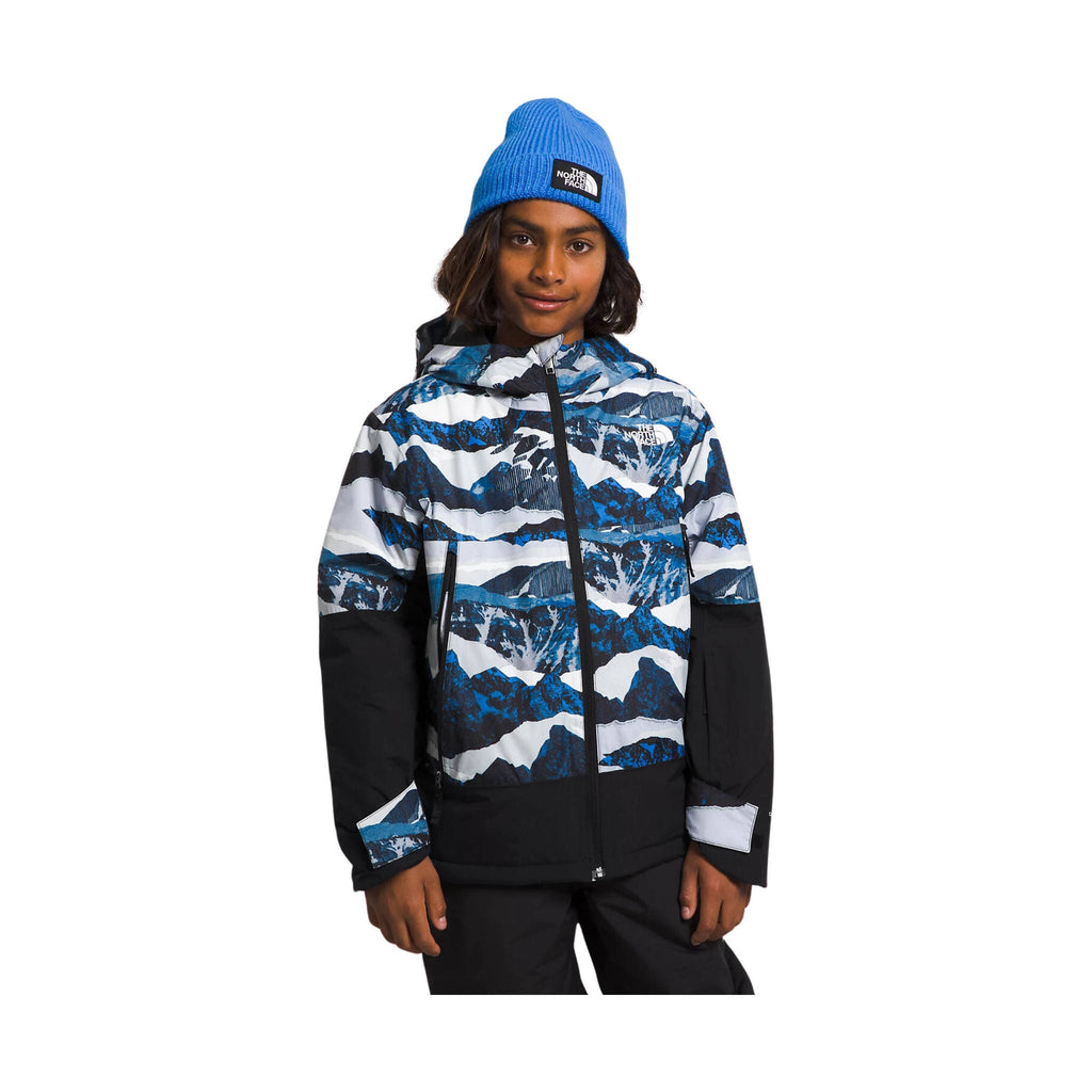 The North Face Kids' Freedom Insulated Jacket - Optic Blue Mountain Traverse Print - Lenny's Shoe & Apparel