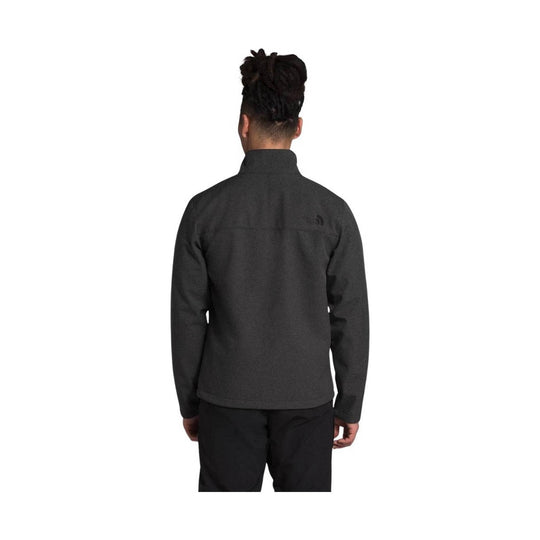 Dark charcoal zip-up fleece jacket shown from the back