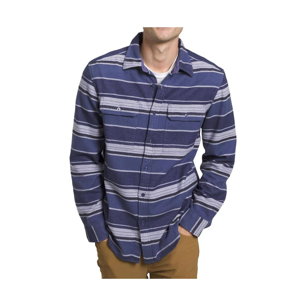 The North Face Men's Arroyo Flannel Shirt - Cave Blue Large Half Dome Stripe - Lenny's Shoe & Apparel