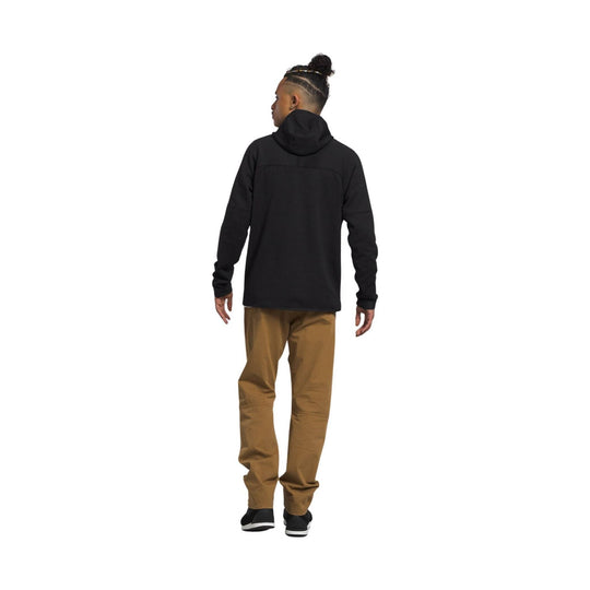 Black hooded long-sleeve pullover sweatshirt shown from the back