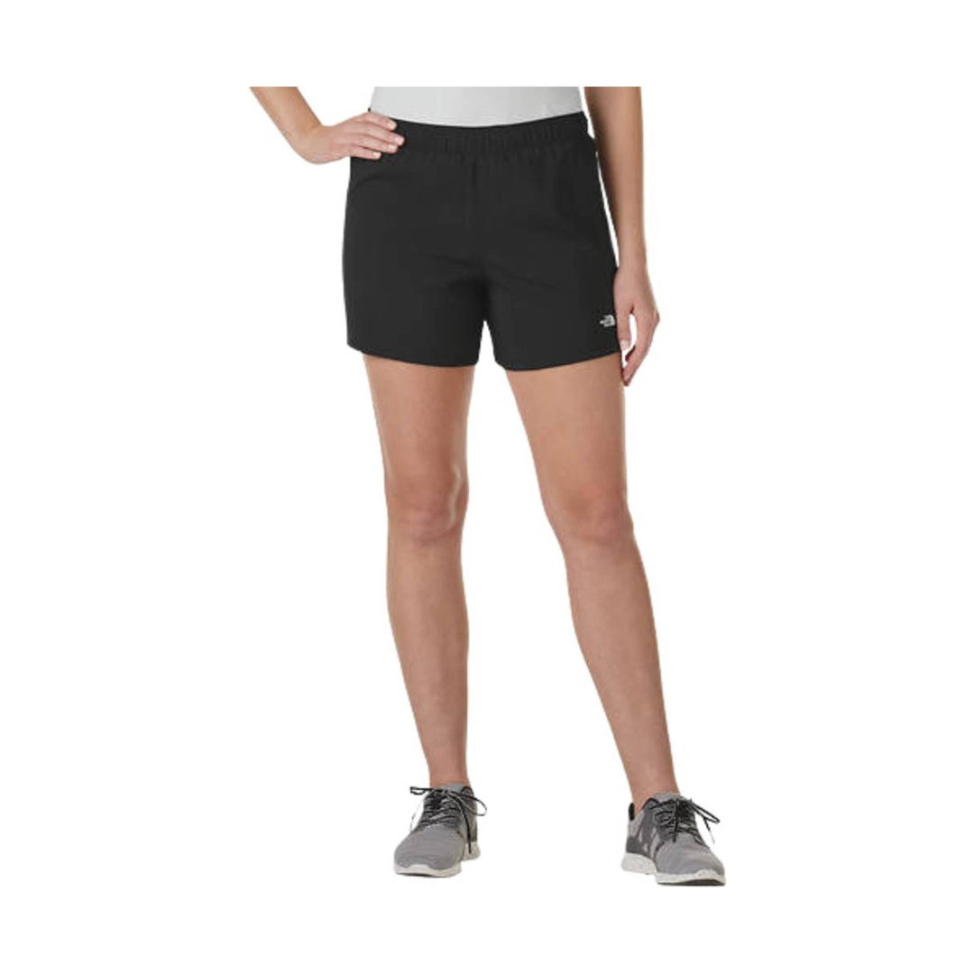Black athletic shorts on a model, shown front view
