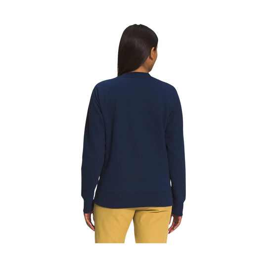 Navy long-sleeve crewneck sweatshirt shown from the back