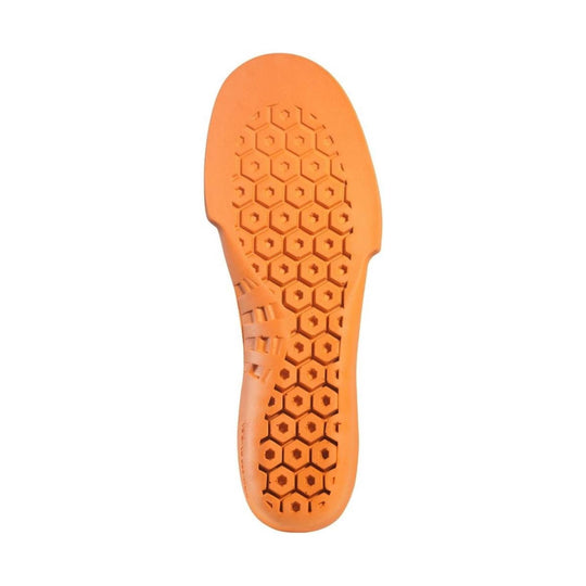 Orange shoe insole with hexagonal tread pattern