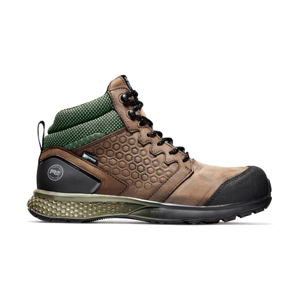 Timberland Pro Men's Reaxion Mid Composite Toe Work Boot - Brown Full-Grain/Green - Lenny's Shoe & Apparel