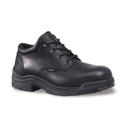 Black leather work oxford with lace-up front and thick lug sole
