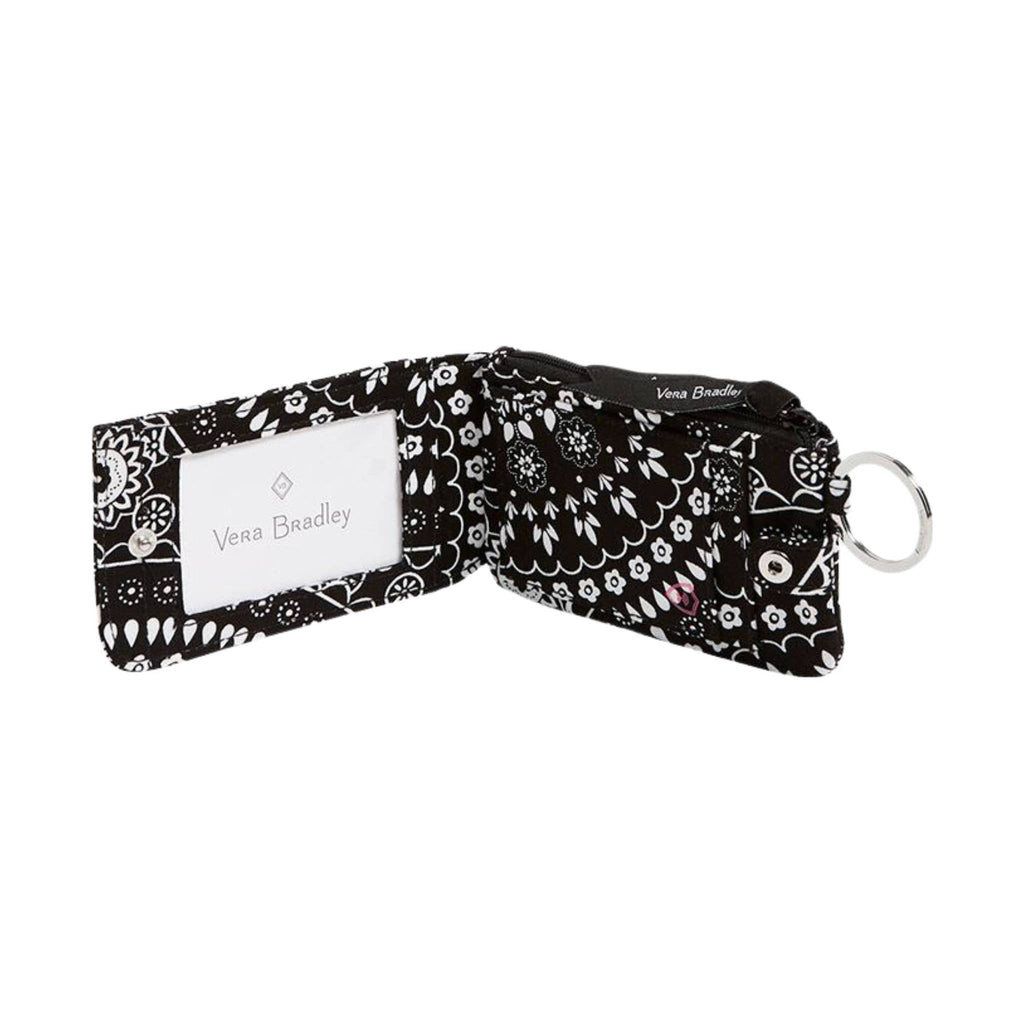 Vera Bradley RFID Deluxe Zip ID Case Black Bandana Medallion Lenny