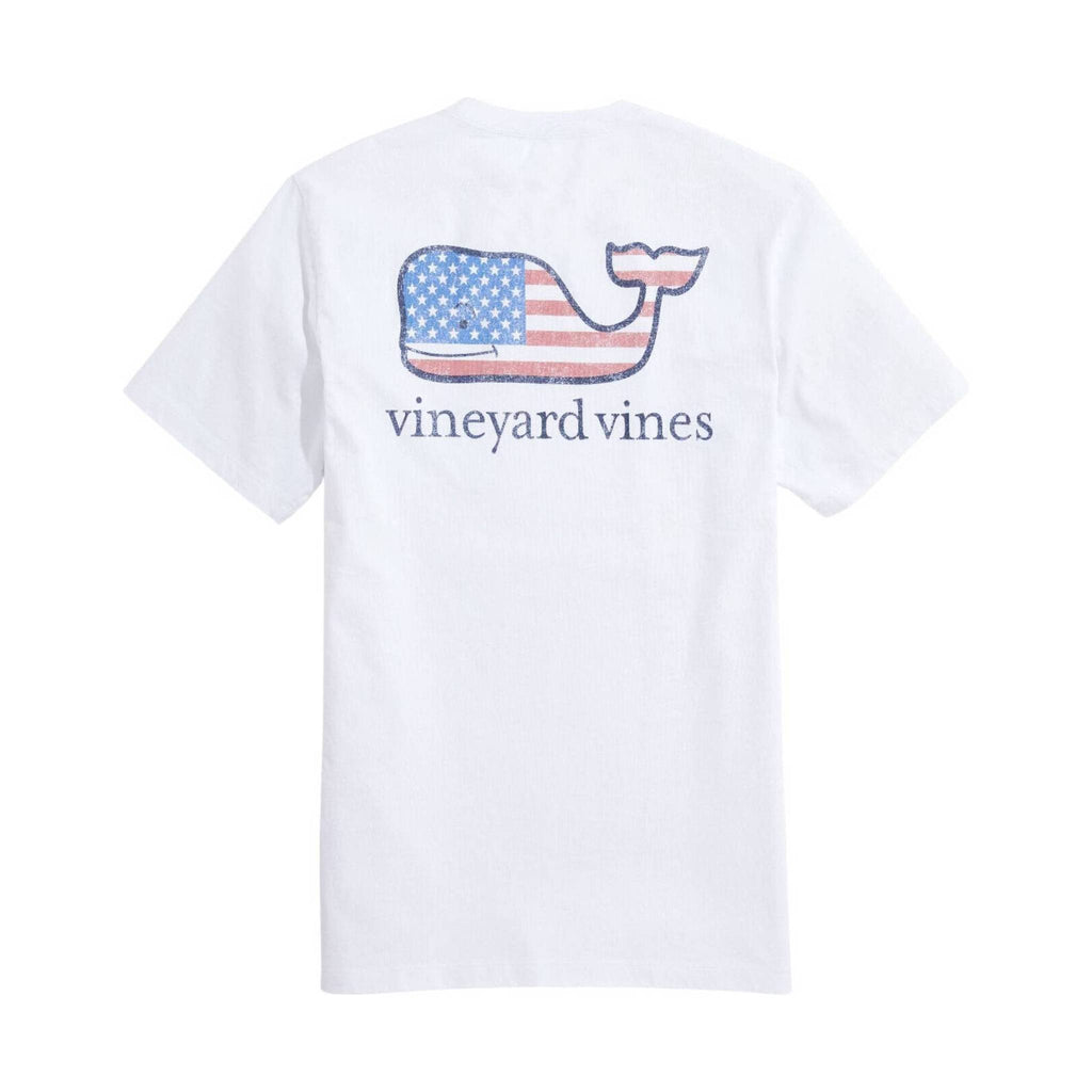 Vineyard Vines Men's Flag Whale Short Sleeve Pocket Tee - White Cap - Lenny's Shoe & Apparel