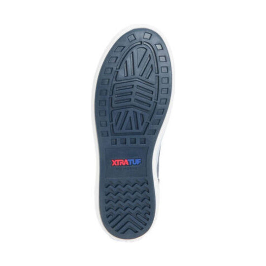 Navy rubber boot sole with lug tread and XTRATUF logo
