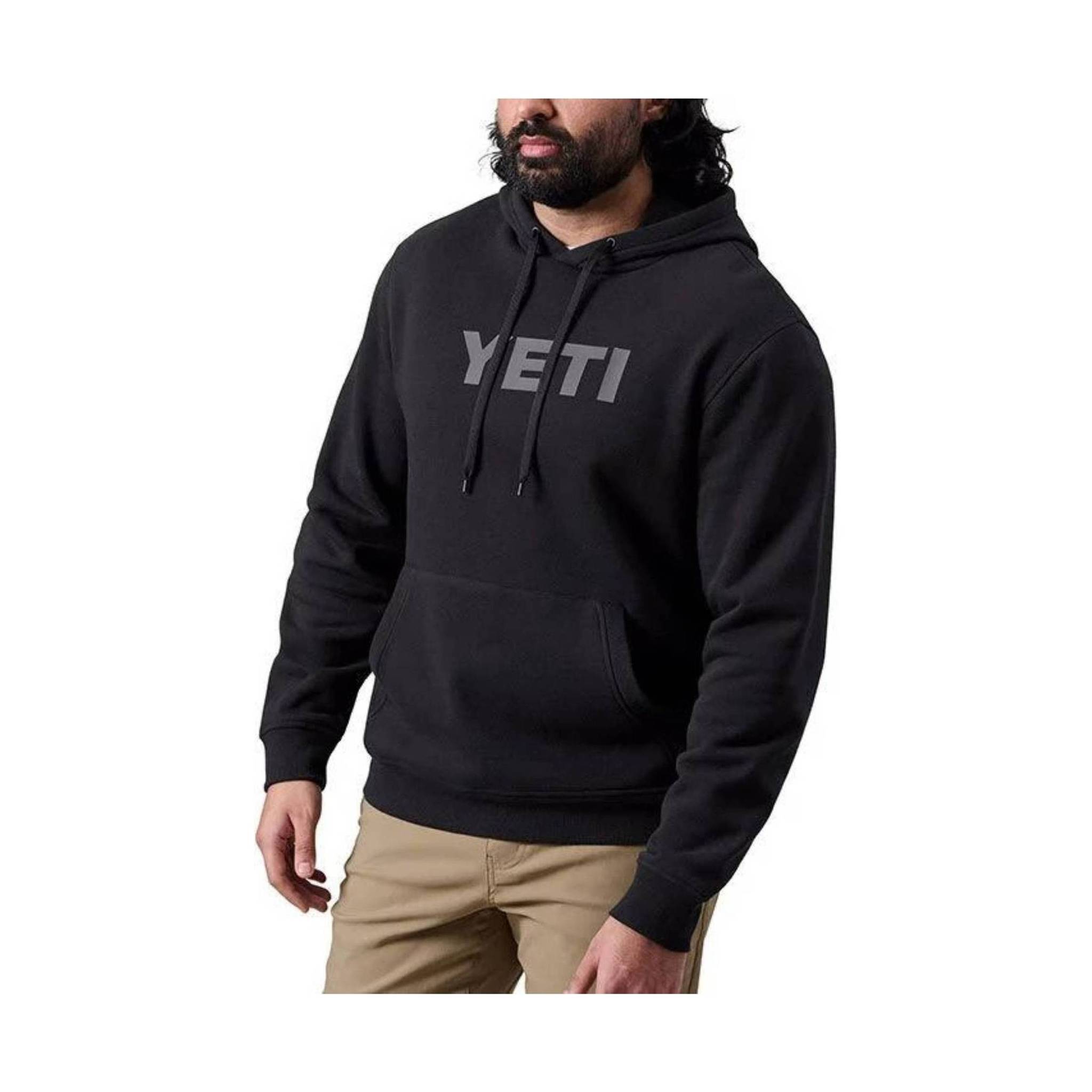 Yeti Men's Brushed Fleece Logo Pullover Hoodie - Black M / Black