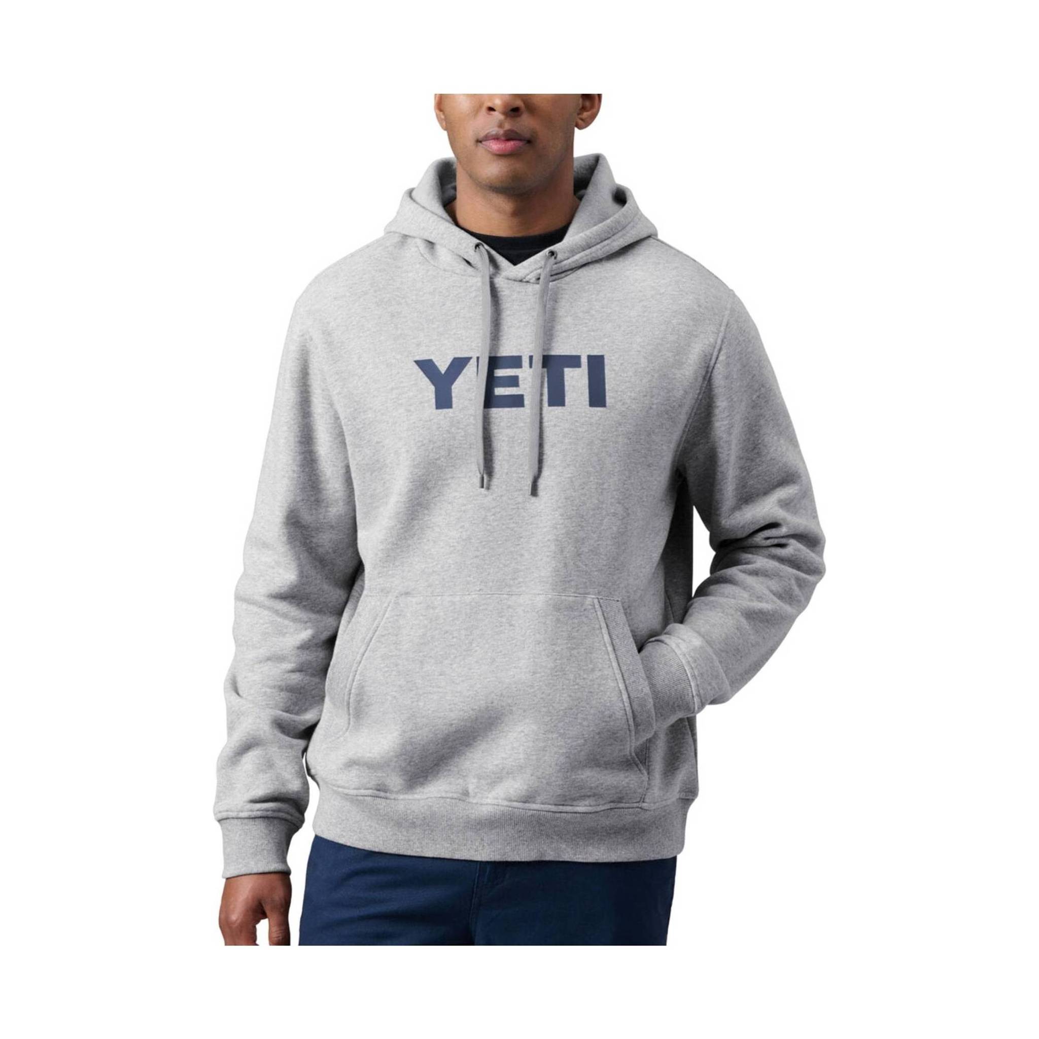 Yeti Men's Brushed Fleece Logo Pullover Hoodie - Heather Grey M / Heather Gray