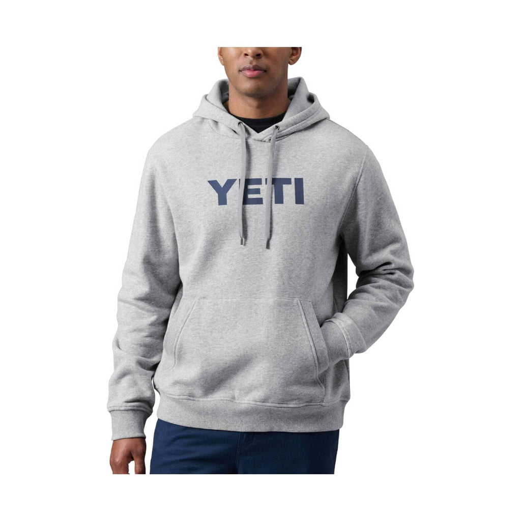 YETI Men's Brushed Fleece Logo Pullover Hoodie - Heather Grey - Lenny's Shoe & Apparel