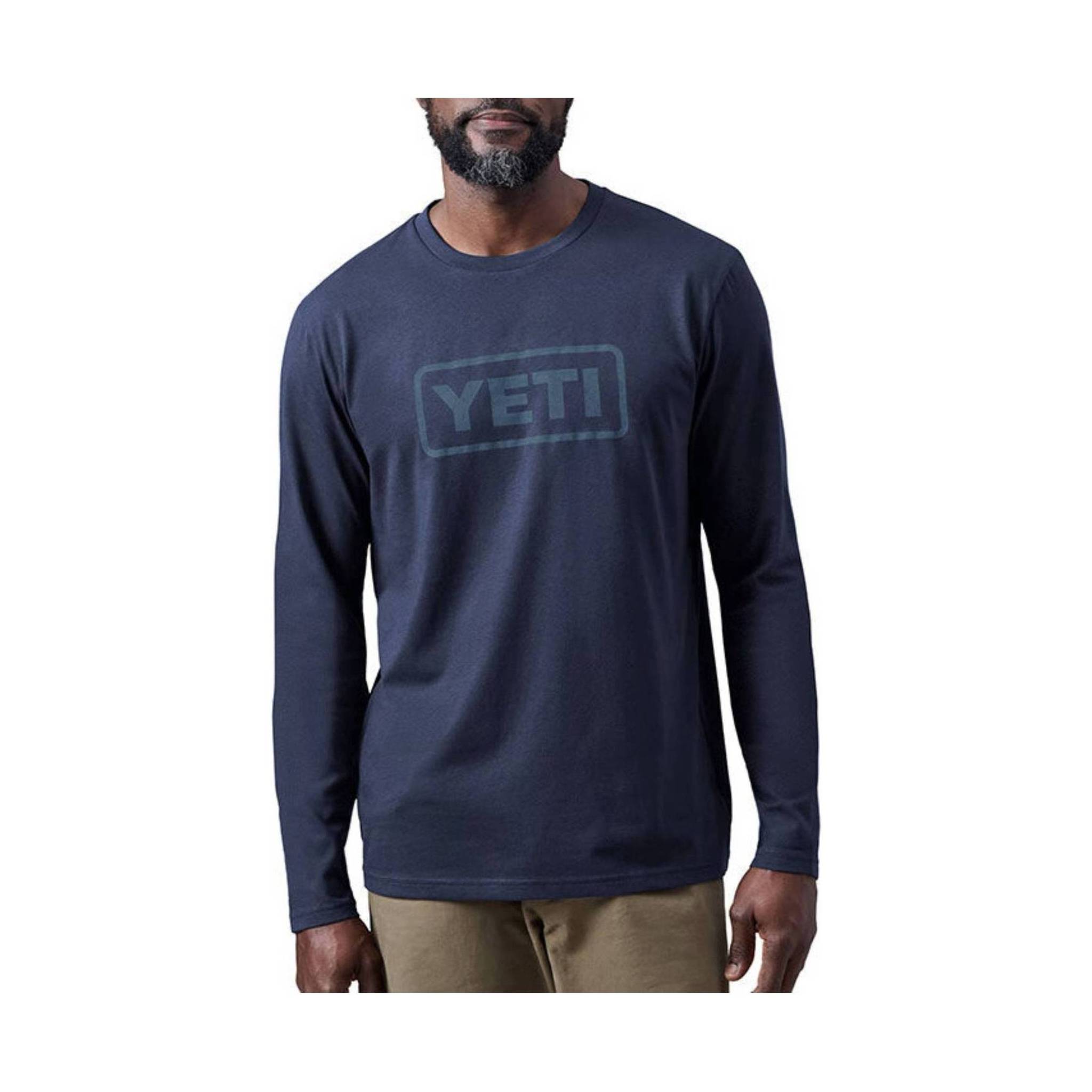 YETI Logo Badge Long Sleeve T-Shirt Grey/Navy