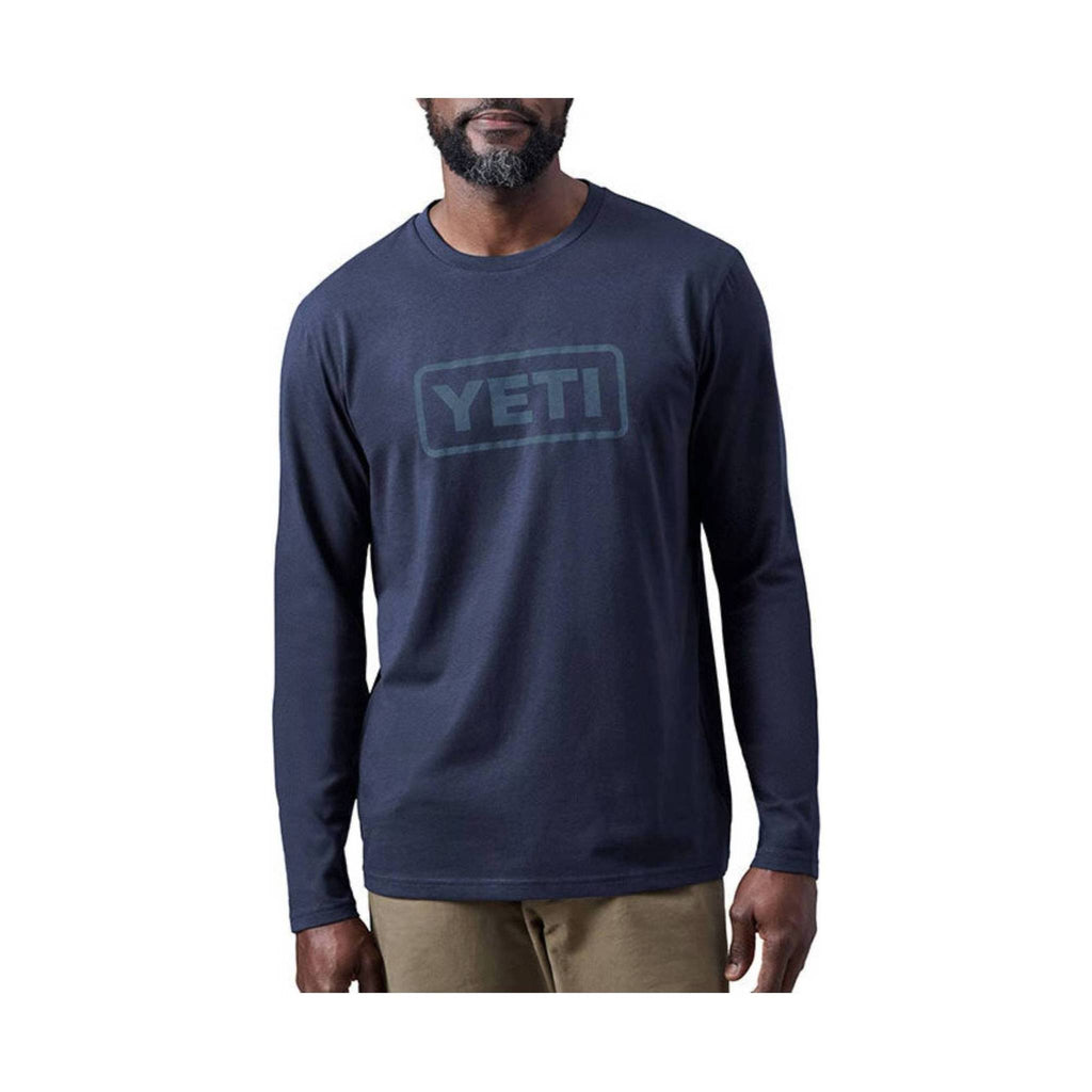 YETI Men's Logo Badge Long Sleeve Shirt - Navy - Lenny's Shoe & Apparel