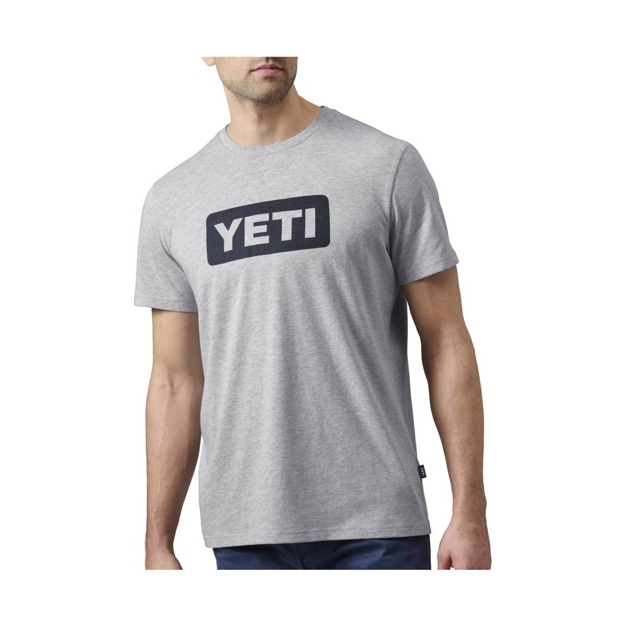 Yeti Premium Logo Badge Short Sleeve T-Shirt - Gray/Navy