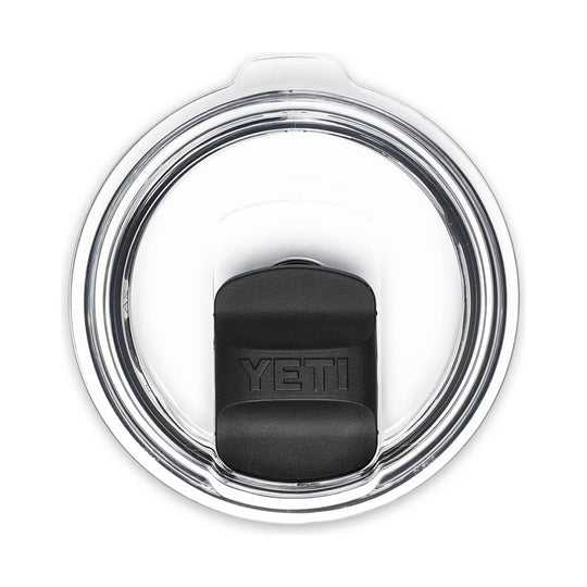 Clear plastic tumbler lid with black MagSlider-style slider insert